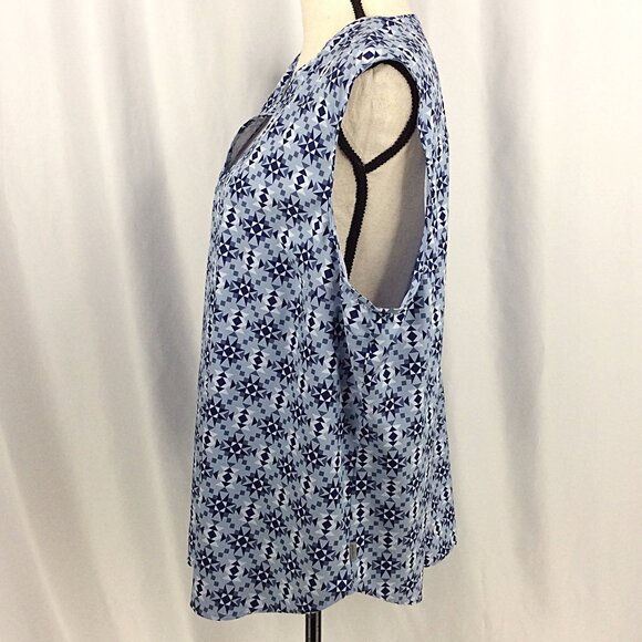 Eddie Bauer Escapelite Sleeveless Tank Top Womens Size 2XL Blue Aztec Travel - Picture 5 of 8